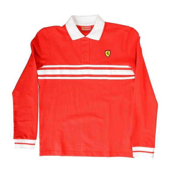 Scuderia Ferrari Boy "Cotton Piquet" Red Long Sleeve Polo Shirt 2/3 Years - Picture 1 of 4